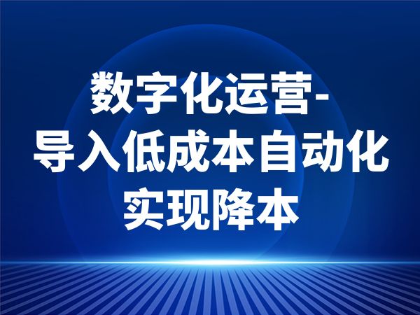 数字化运营-导入低成本自动化实现降本